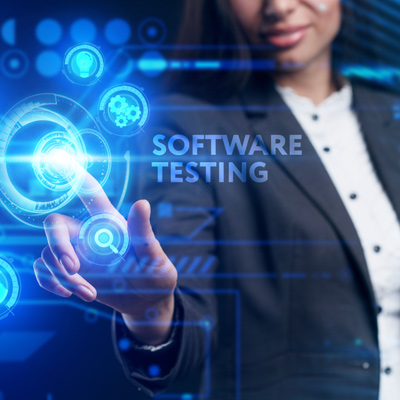 Woman testing software