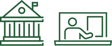icon of both a presentation board and a laptop