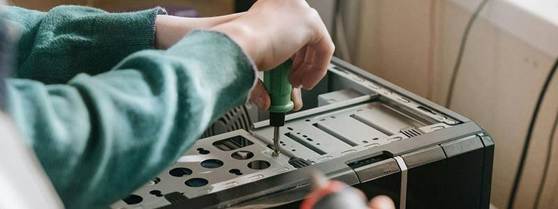 person working on a pc