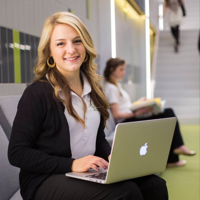 Student using laptop