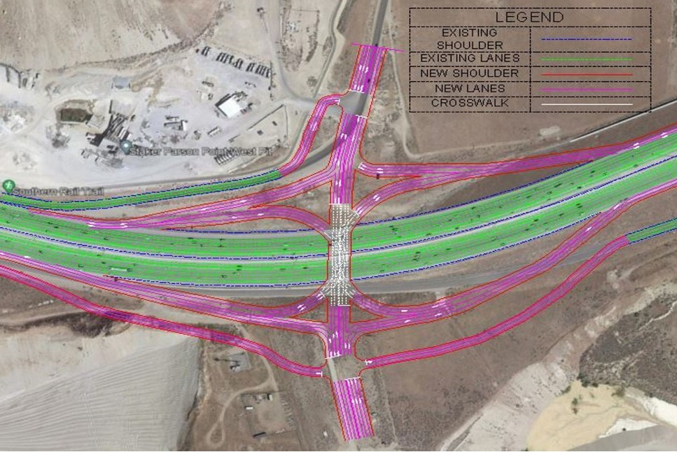 satellite view of a freeway interchange