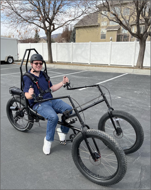 student in a bicycle-like machine