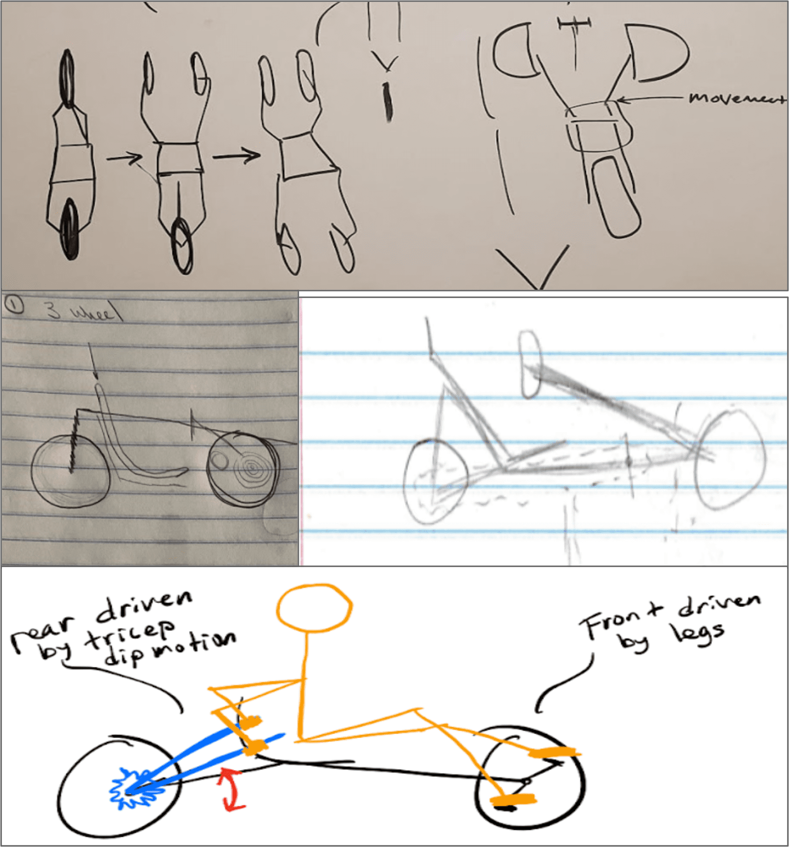 hand drawn drawings of bicycles