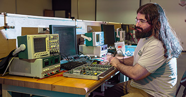 man using electronics equipment