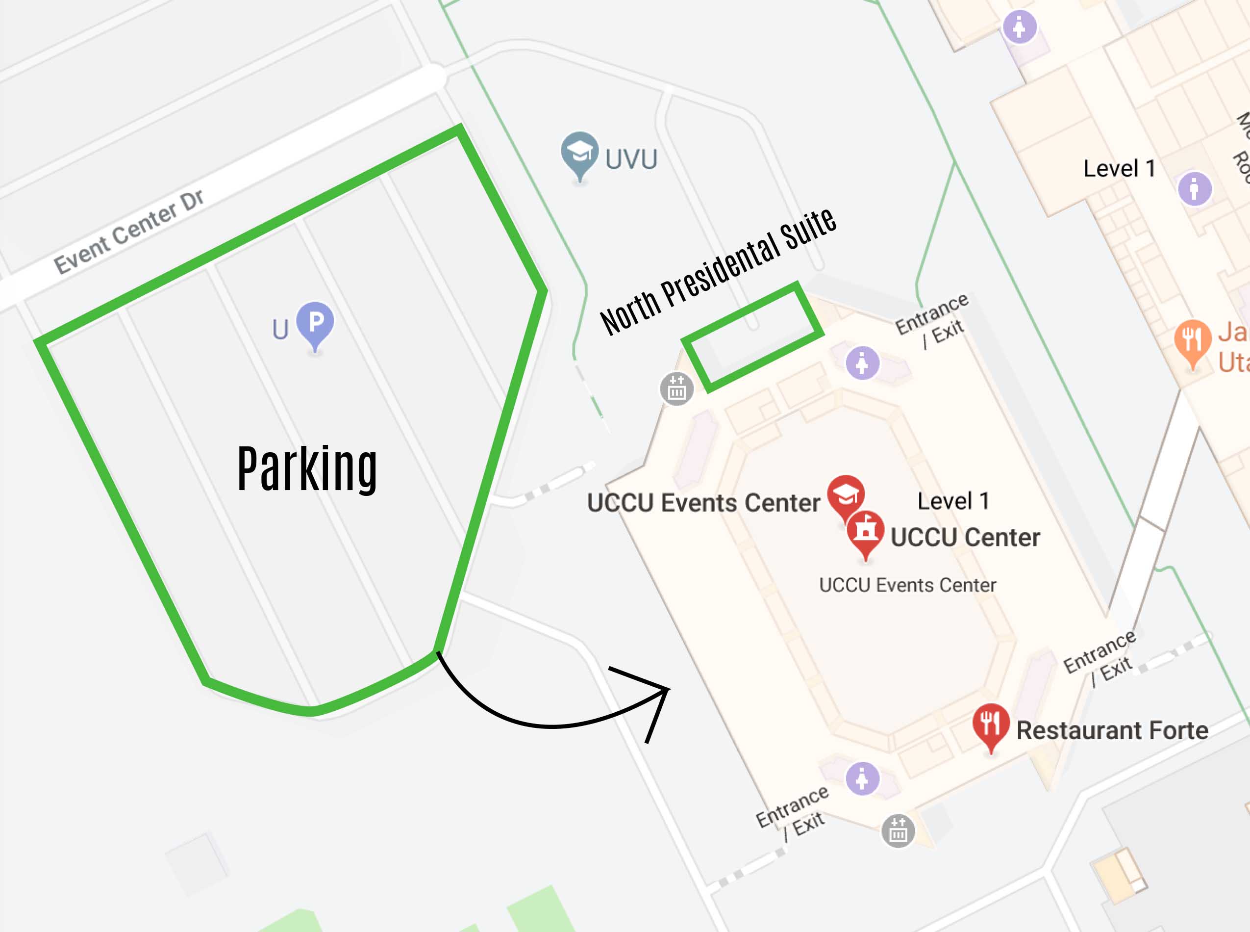 uvu parking area near UCCU center