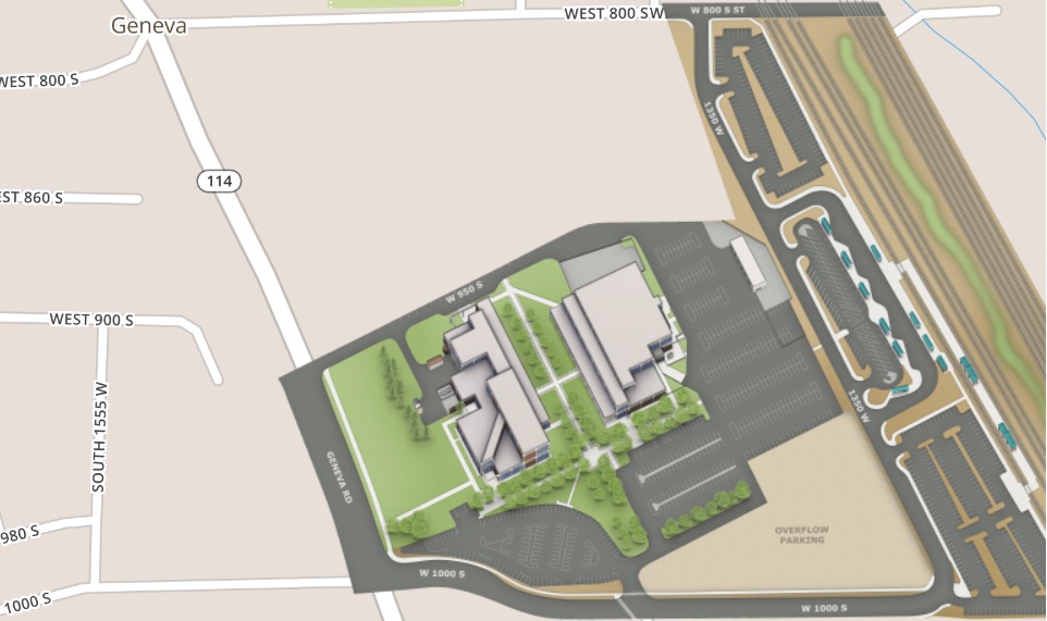 Digital overhead view of UVU's west campus.