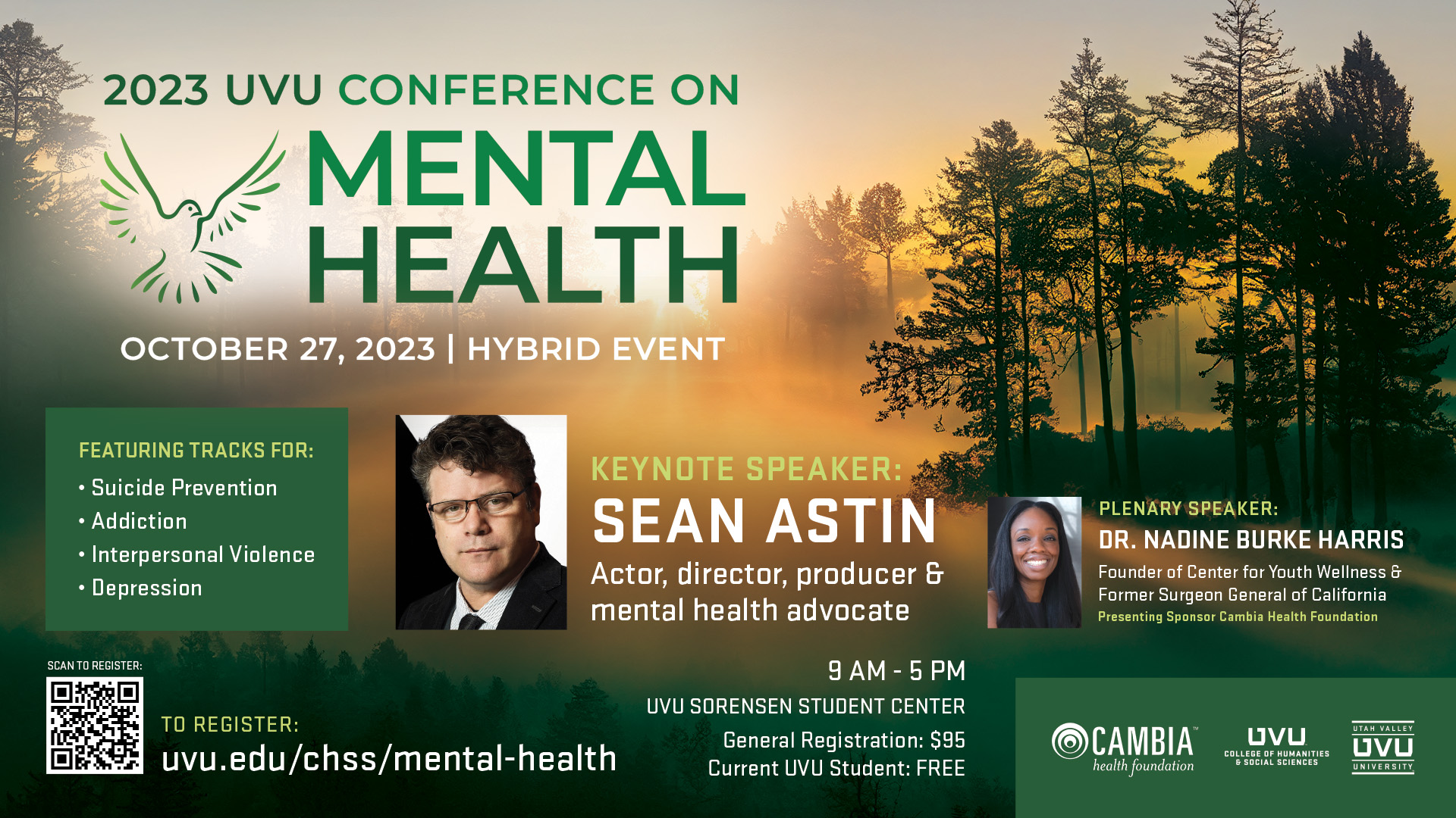 UVU Conference on Mental Health with keynote speaker Sean Astin and plenary Nadine Burke Harris