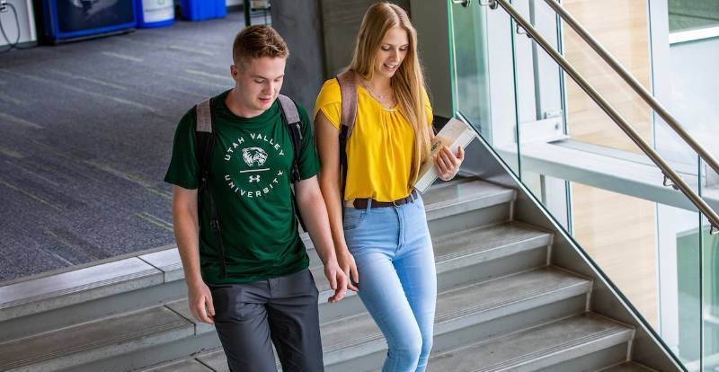 Students Walking down stairs