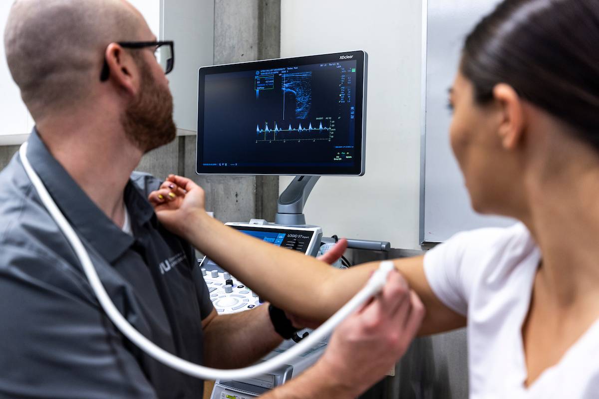 Students running medical tests