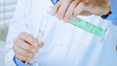 Pouring liquid into a vial