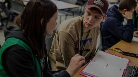 Student receiving help at the math lab