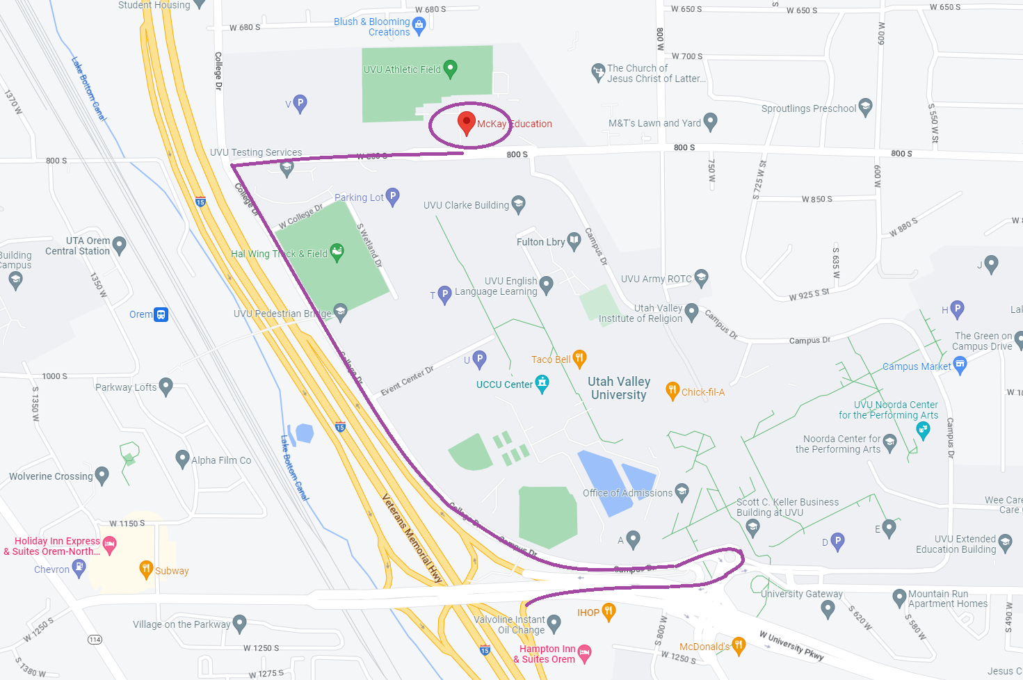 Map to McKay Education Building