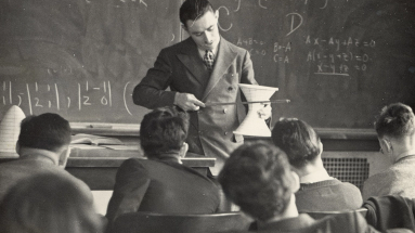 old photo of someone teaching math