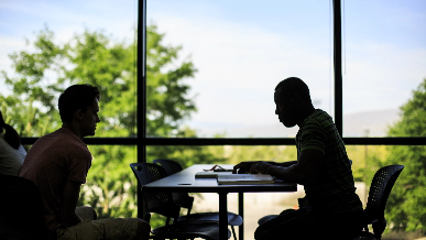 Students in a group studys session