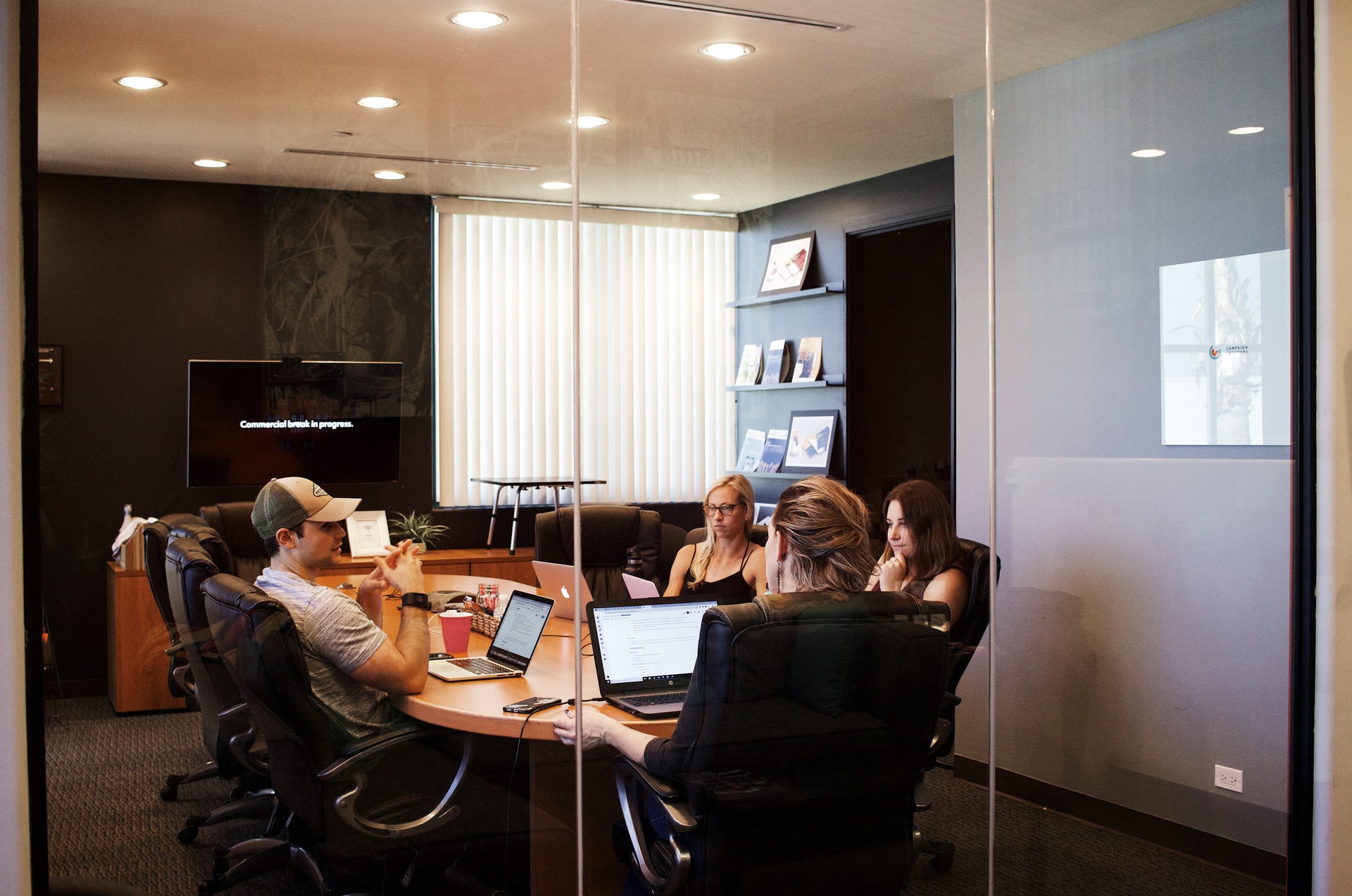 A group meeting in a conference room