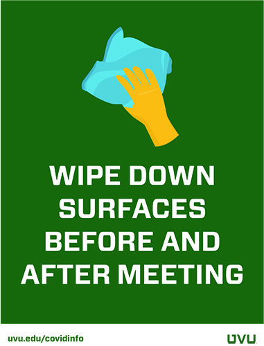 Printable signage with information about wiping down surfaces