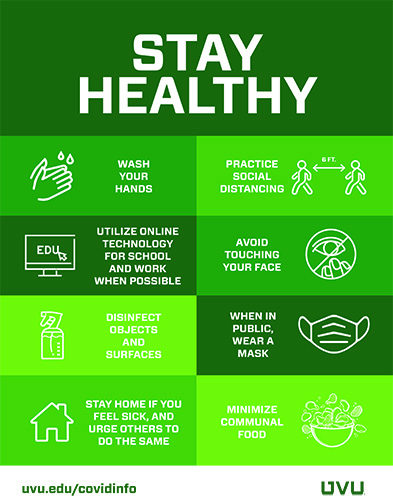 Printable signage with information about staying healthy
