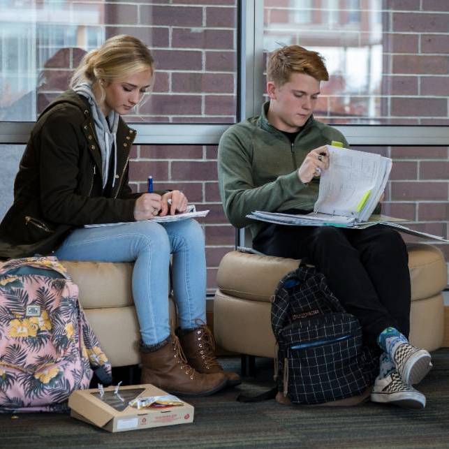 two people sitting and studying