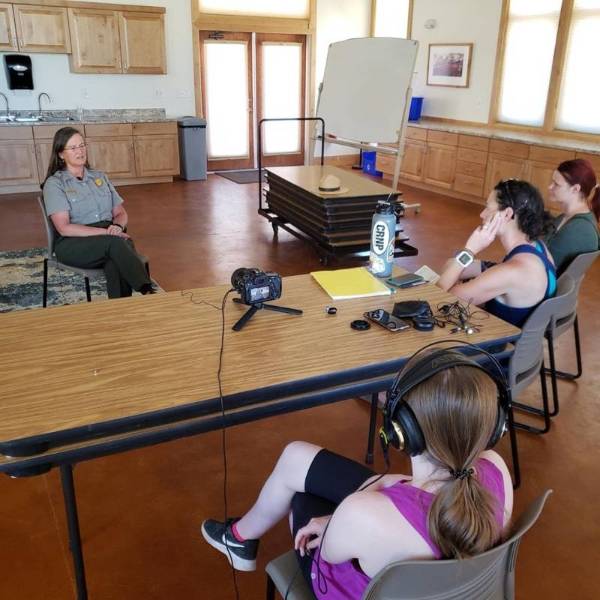 Student talking to the National Park Superintendent