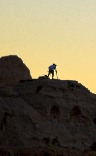 Man Taking  Photo In the Sunset (panorama panel 1)