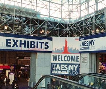AES banners at the New York City Javits Center