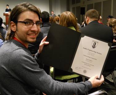 UVU Student winning silver in audio competition