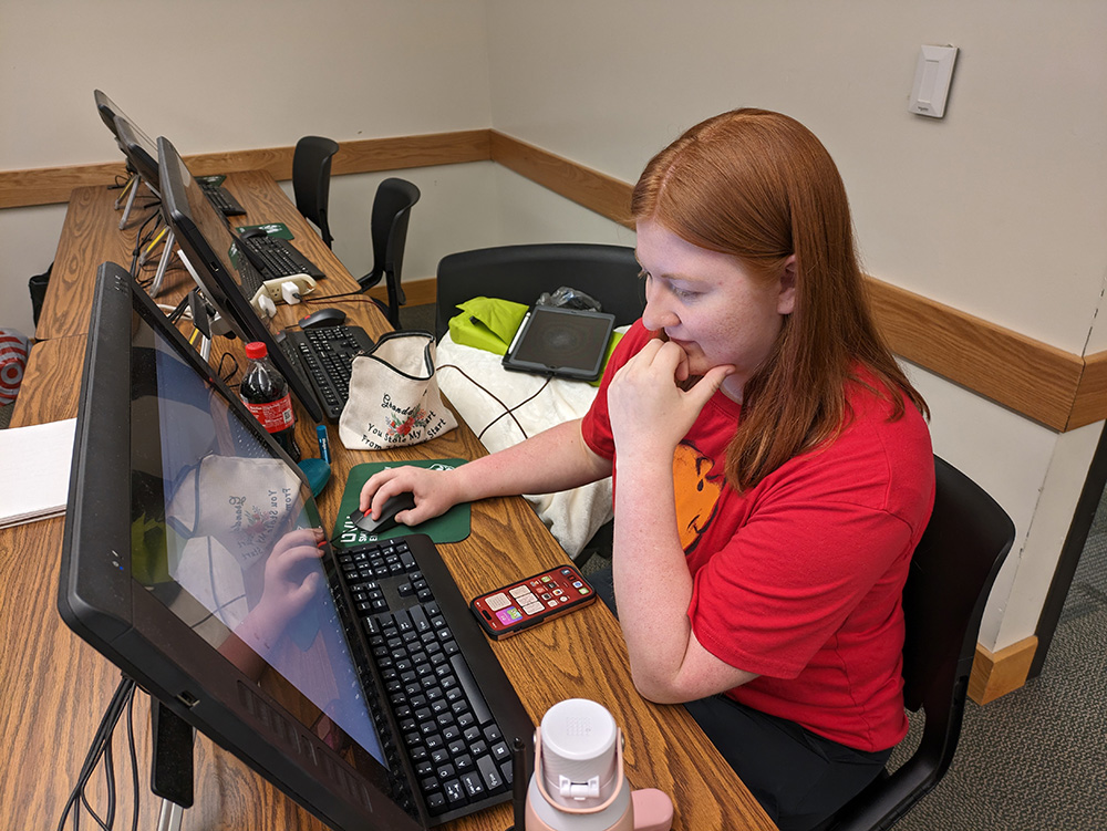 Animation student working
