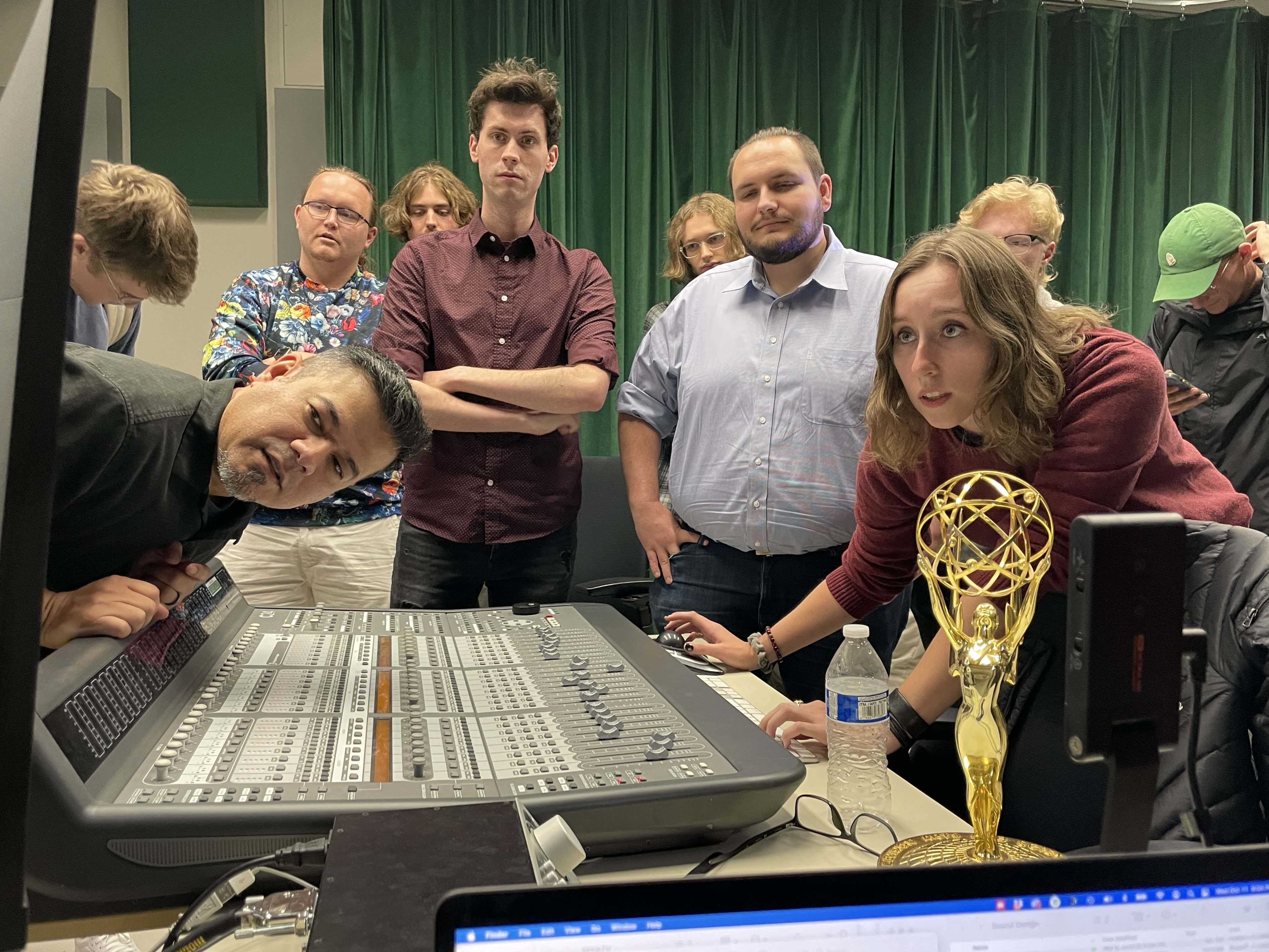 Carlos Sanches with Audio Students
