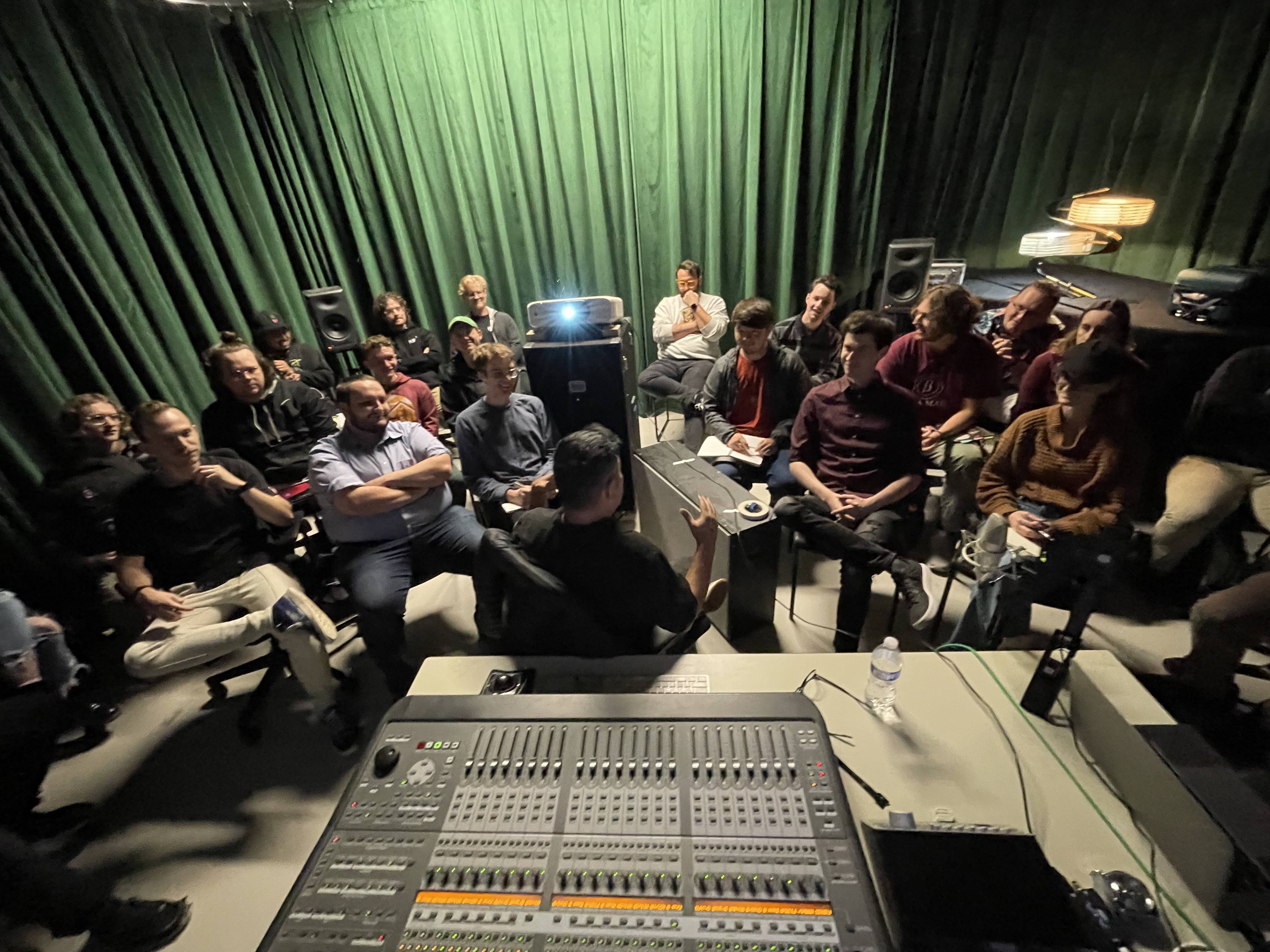 Carlos Sanches talking to Audio Students