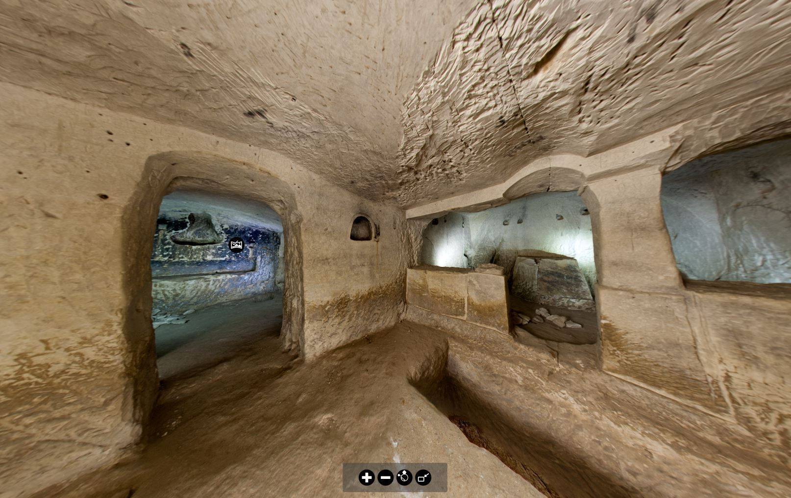 The Tomb of Salome carved out of the limestone below ground in Beit Lehi, Israel