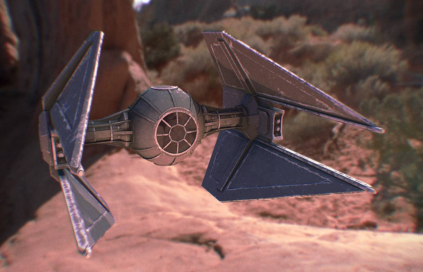 3D Model of a Star Wars Tie Interceptor spaceship