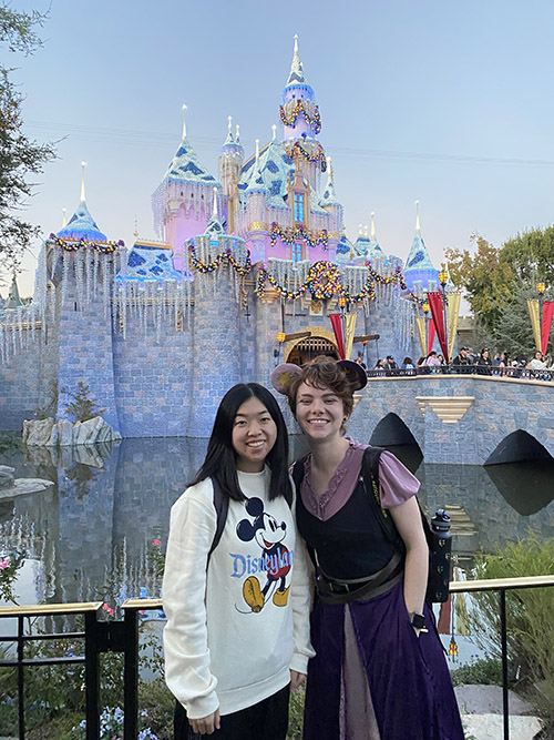 Students in front of Disneyland Castle