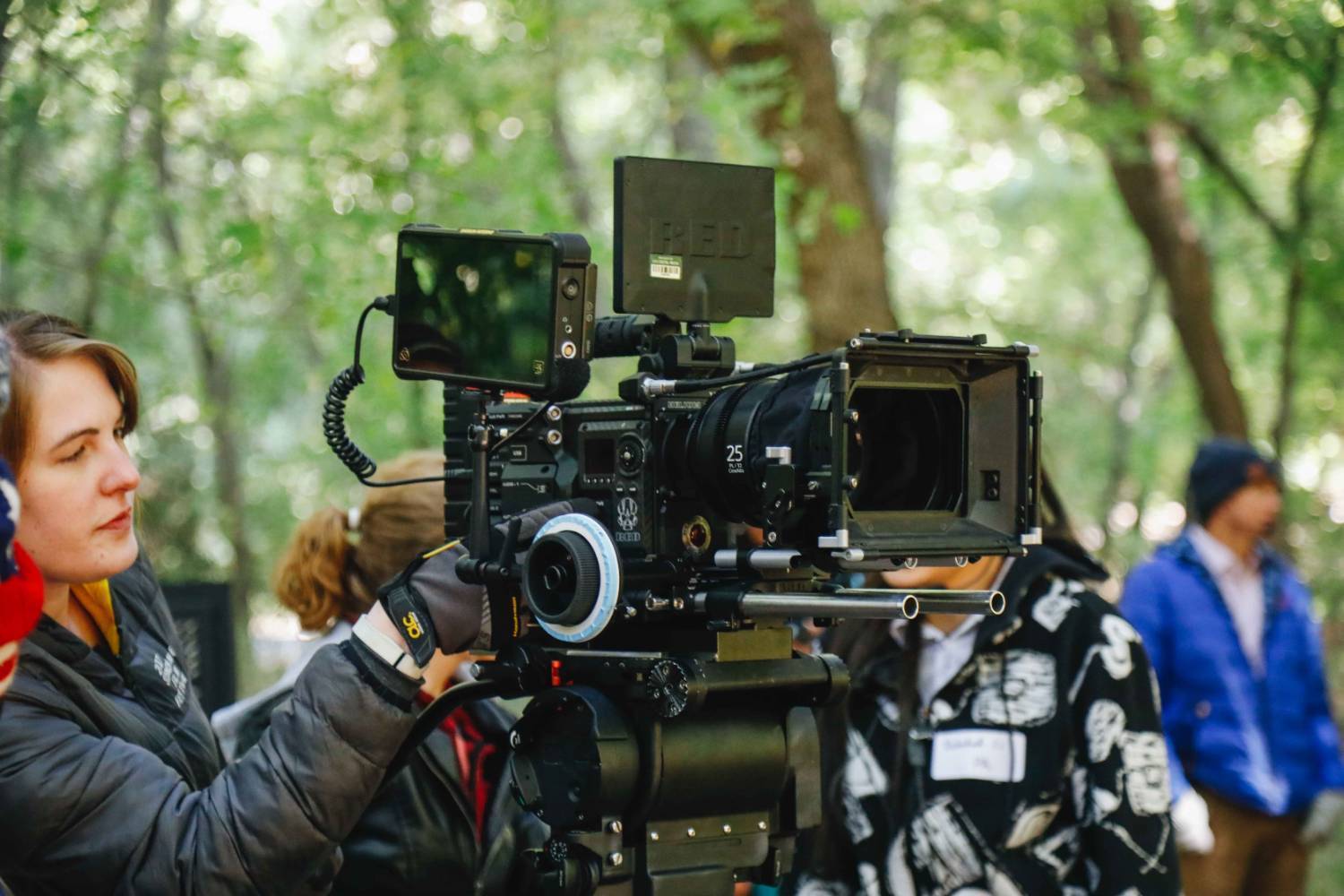 Female student using Red camera