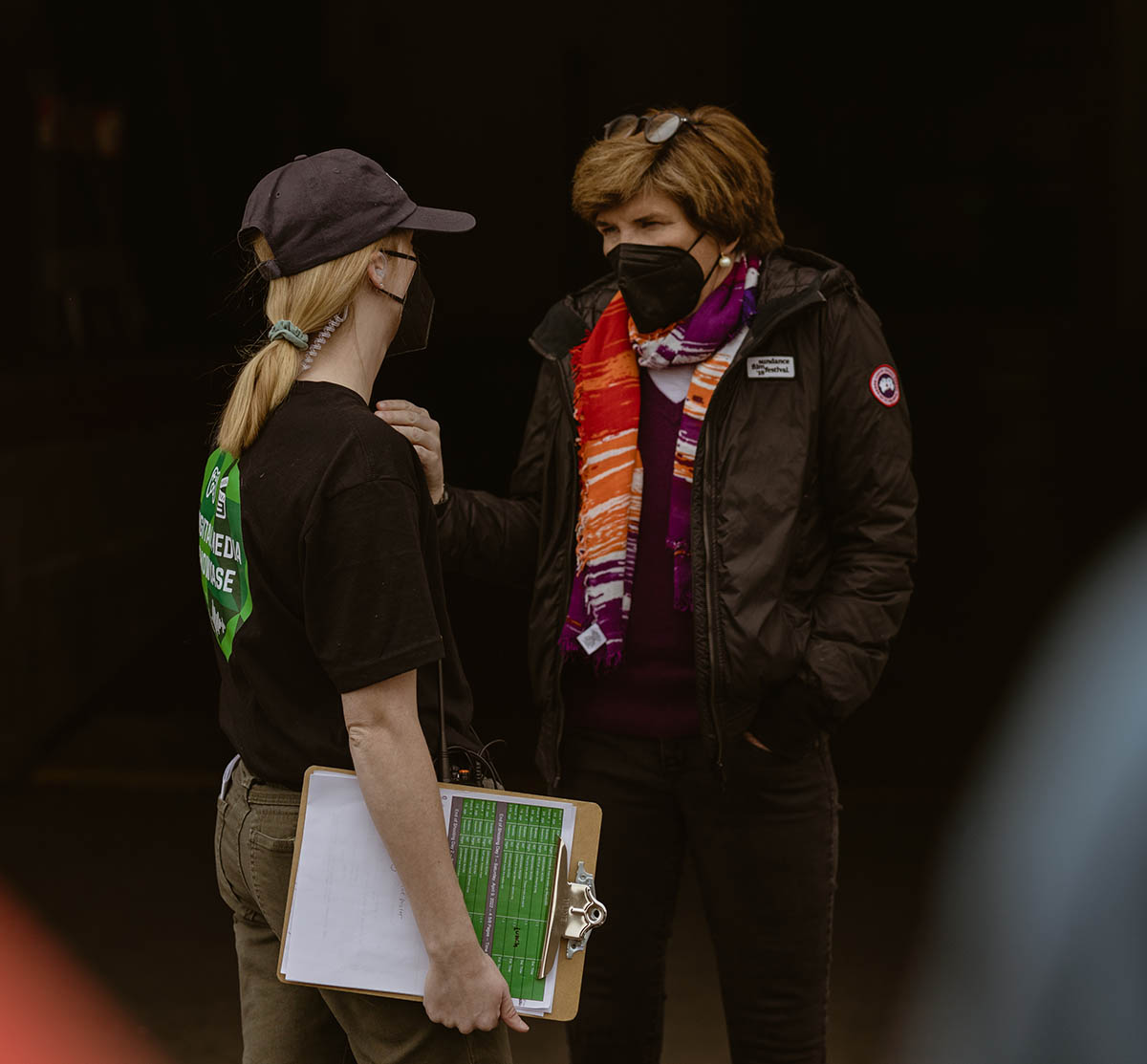 FEMME Executive Producer Jenny Mackenzie works with first assistant director Kelty Heppler