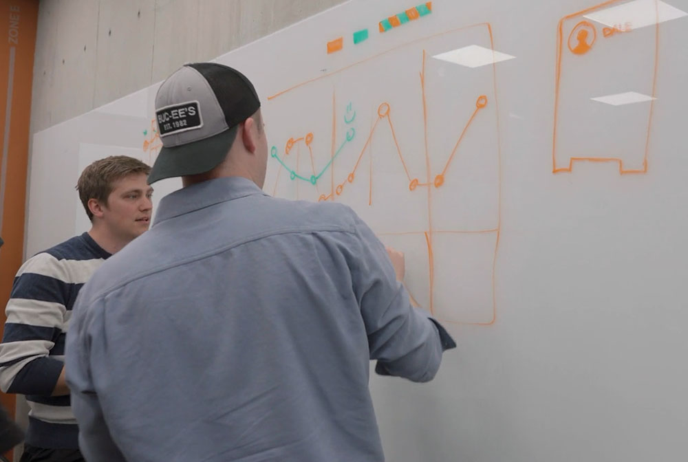 Students whiteboarding project