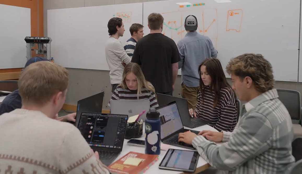 students whiteboarding project