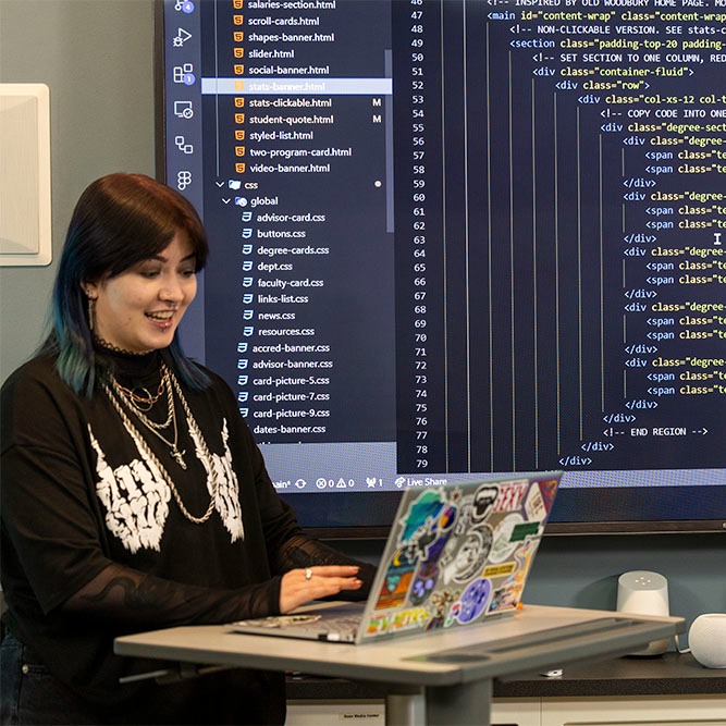 student presenting code