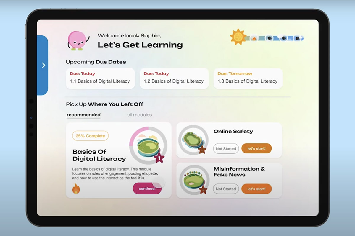 byte learning home screen
