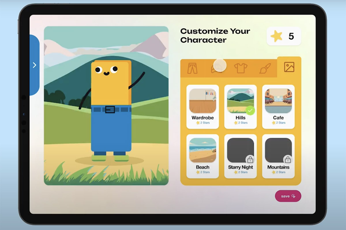 byte learning character customization screen
