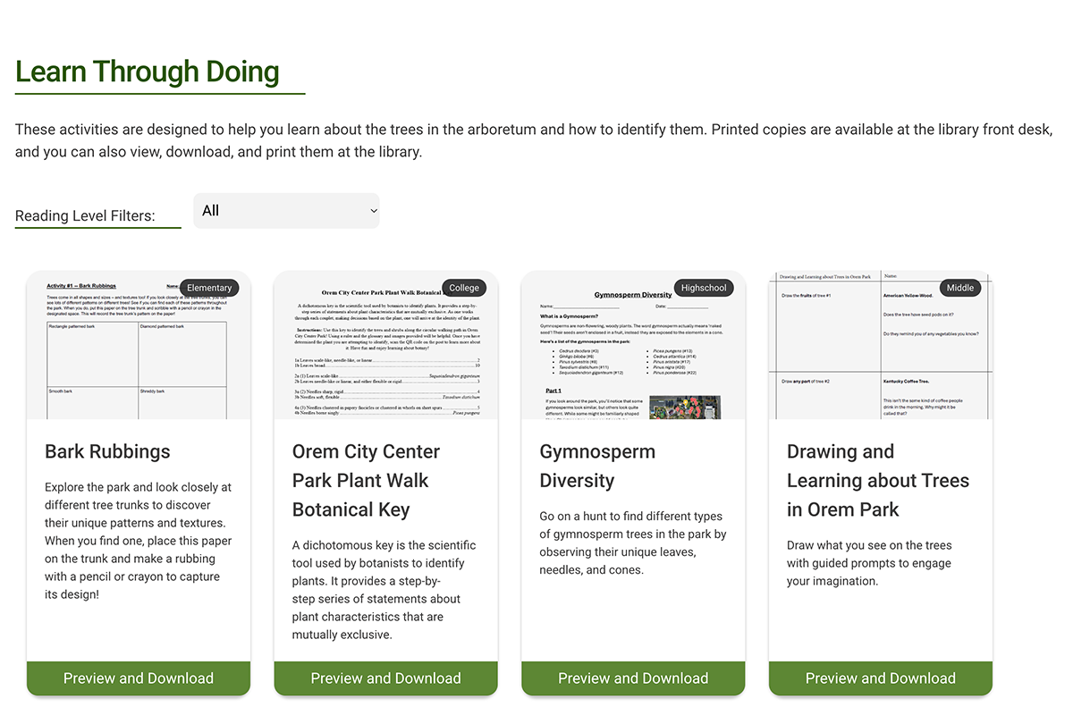the learn through doing page of the website