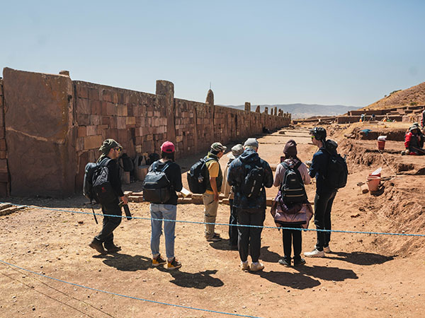 people at an archaeological site