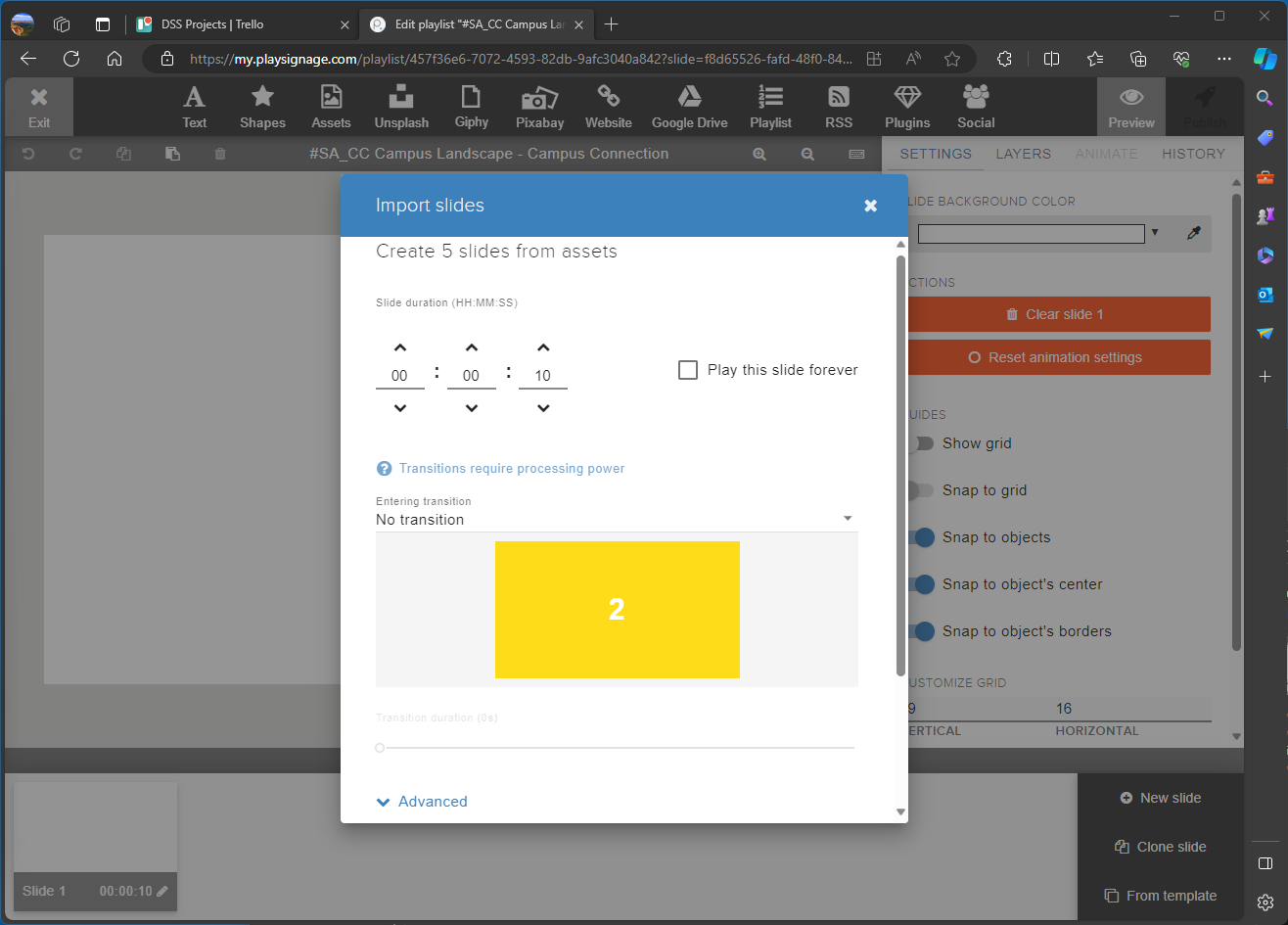 Screenshot of slide bulk properties editor