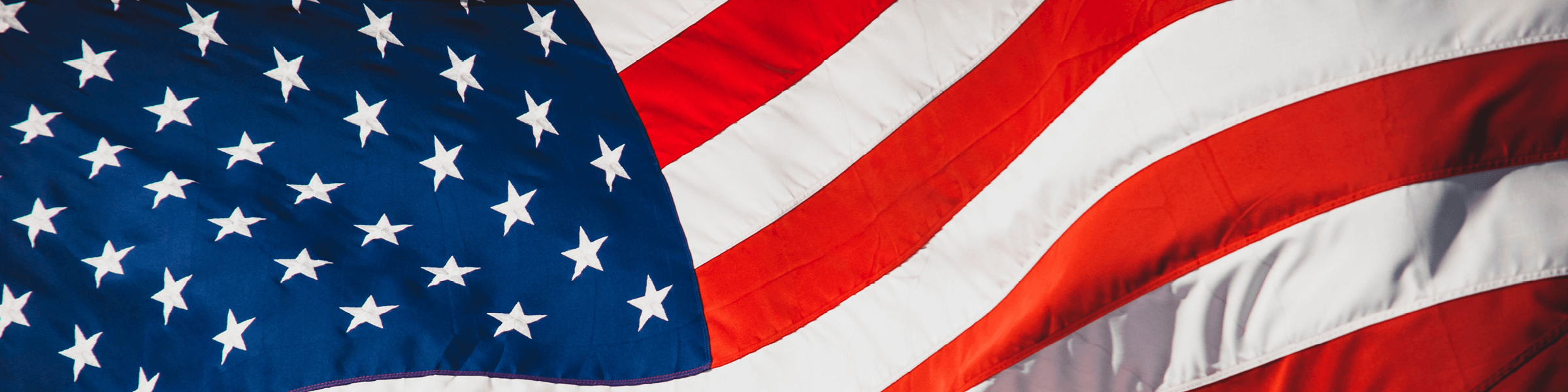 An American flag waving in the wind.