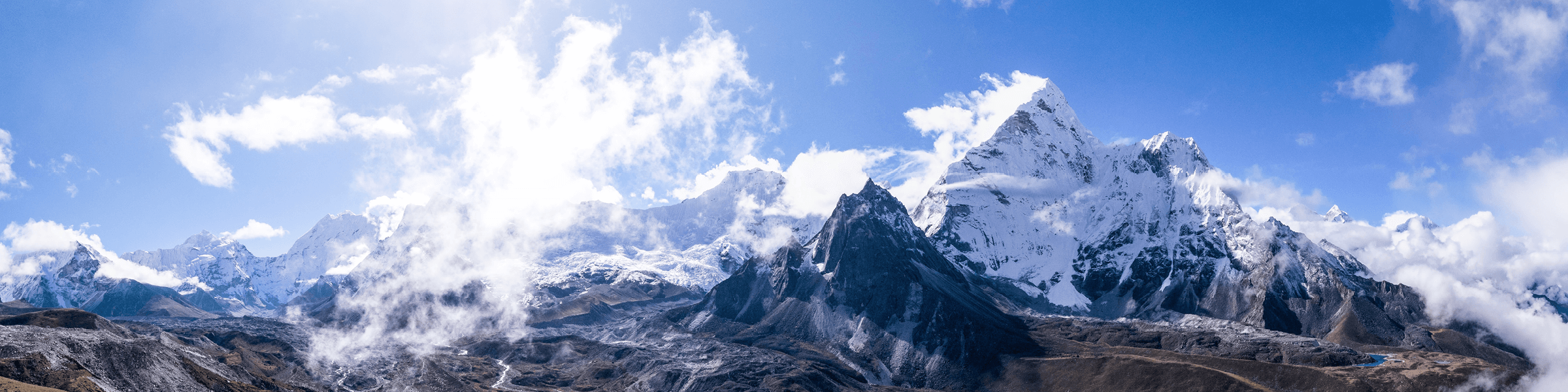 The snowy peak of Mount Everest.