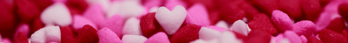 A picture of Valentine's Day heart candies. 