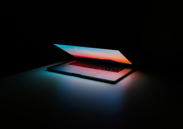A colorful laptop. 