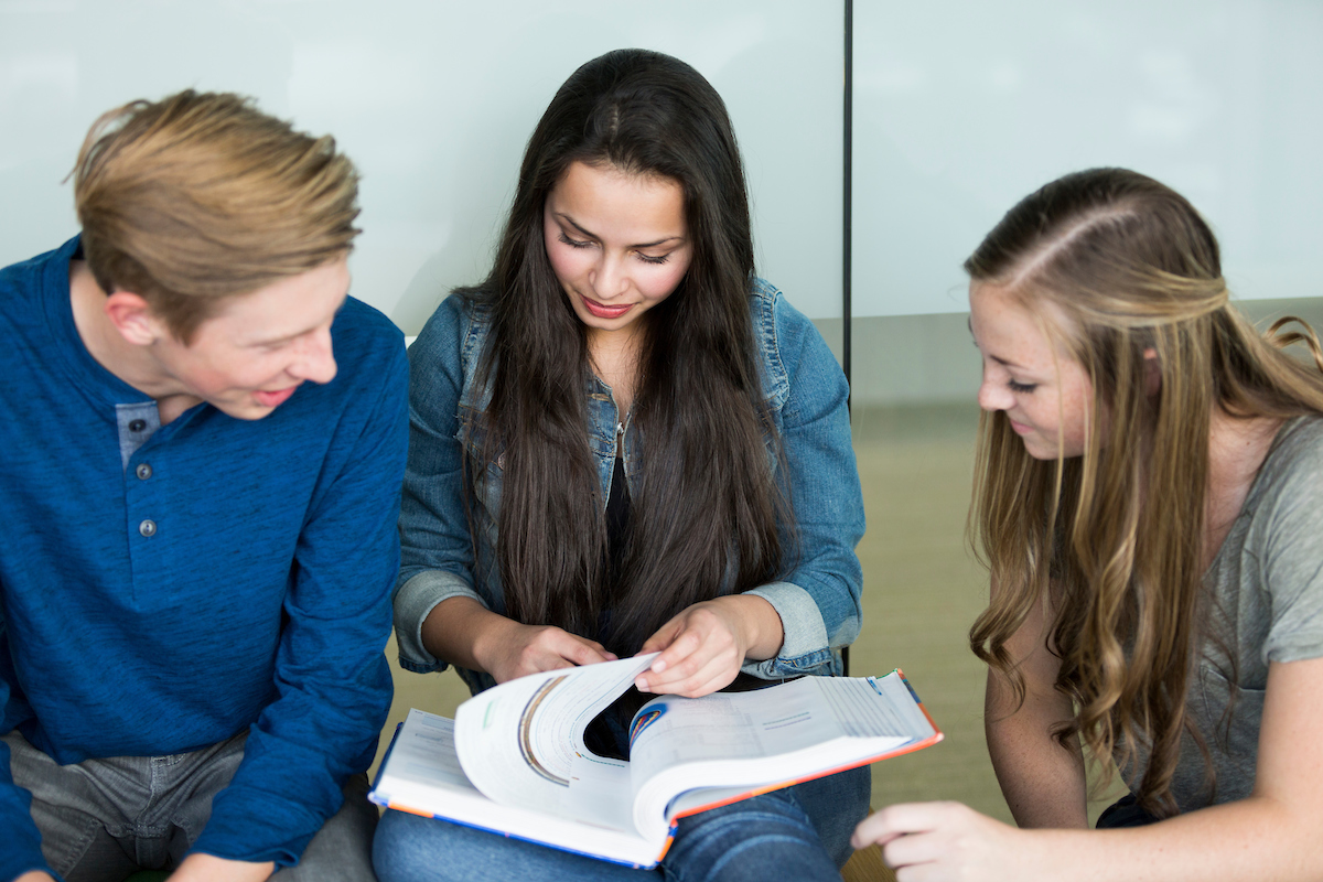 People looking at book