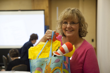 Themed gift bags donated by the Dennis and Joan Norton Family Foundation.