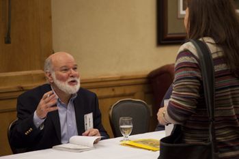 Author Jim Murphy signing books.