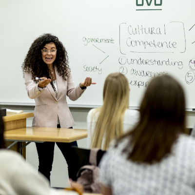 Image of a professor during a lecture